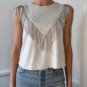 Zara Slate Grey Fringe Detail Top